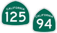 California State Route 94 and State Route 125 icons